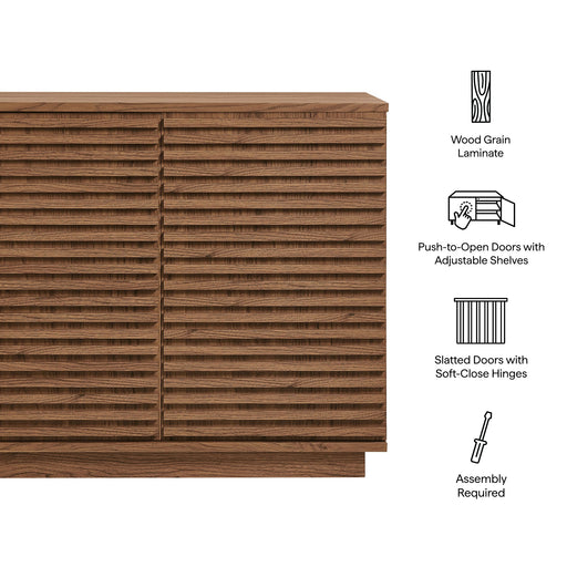 Modway Render 2-Door Fluted Accent Cabinet Storage Shelf in Brown - Side View