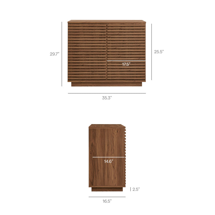 Modway Render 2-Door Fluted Accent Cabinet Storage Shelf in Brown - Detail View