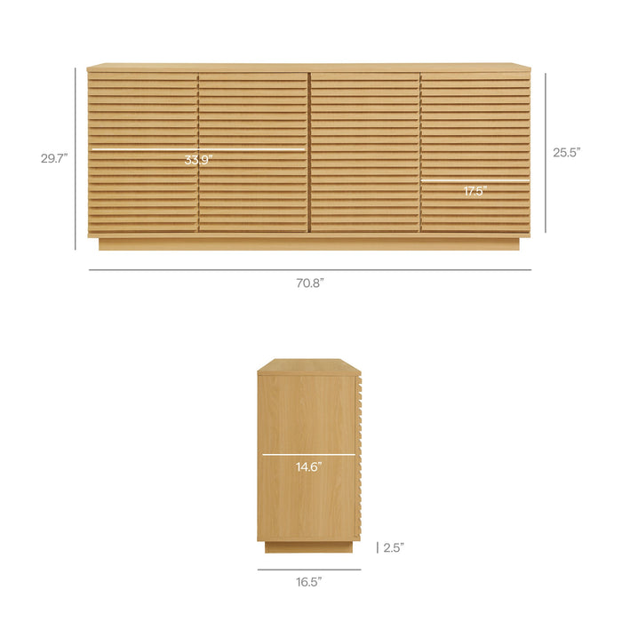 Modway Render 4-Door Fluted Sideboard Cabinet TV Stand Storage Shelf - View 12