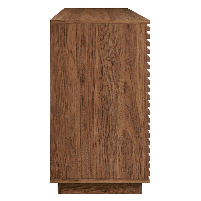 Modway Render 4-Door Fluted Sideboard Cabinet TV Stand Storage Shelf - Dimensions
