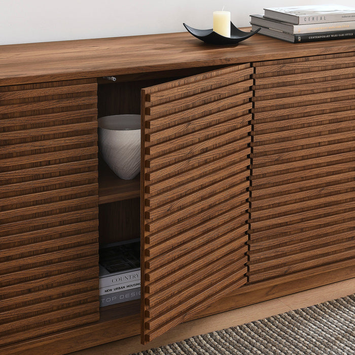 Modway Render 4-Door Fluted Sideboard Cabinet TV Stand Storage Shelf - Lifestyle View
