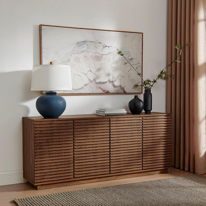 Modway Render 4-Door Fluted Sideboard Cabinet TV Stand Storage Shelf - Close-Up