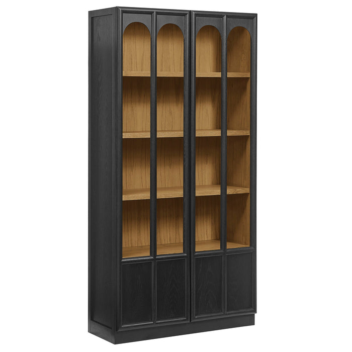 Anwen Solid Wood and Glass Display Cabinet Black Oak