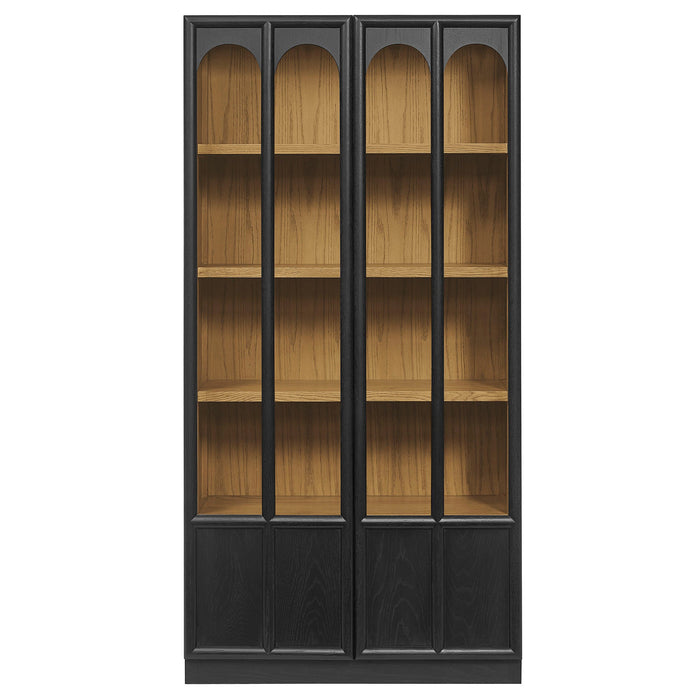 Anwen Solid Wood and Glass Display Cabinet Black Oak