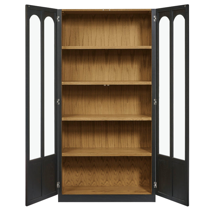 Anwen Solid Wood and Glass Display Cabinet Black Oak