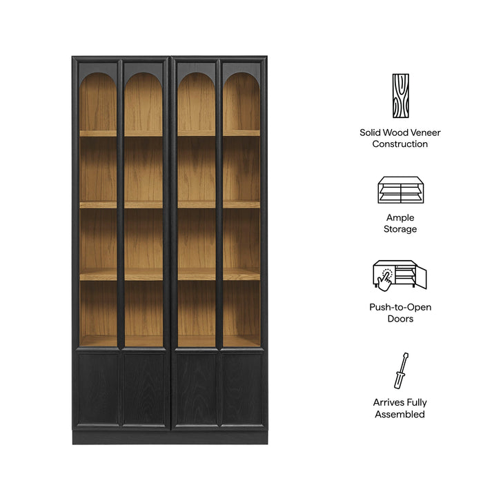 Anwen Solid Wood and Glass Display Cabinet Black Oak