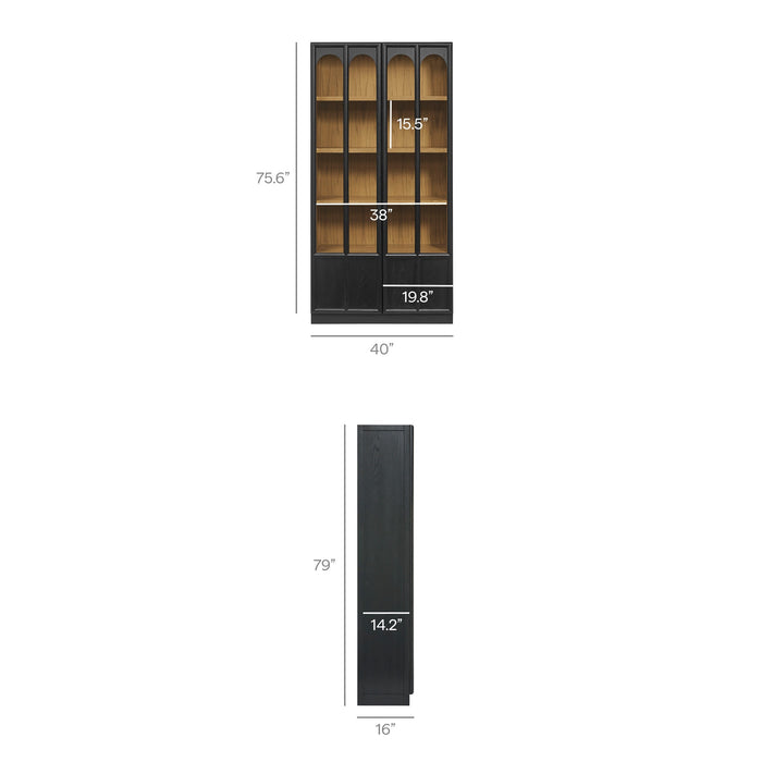 Anwen Solid Wood and Glass Display Cabinet Black Oak