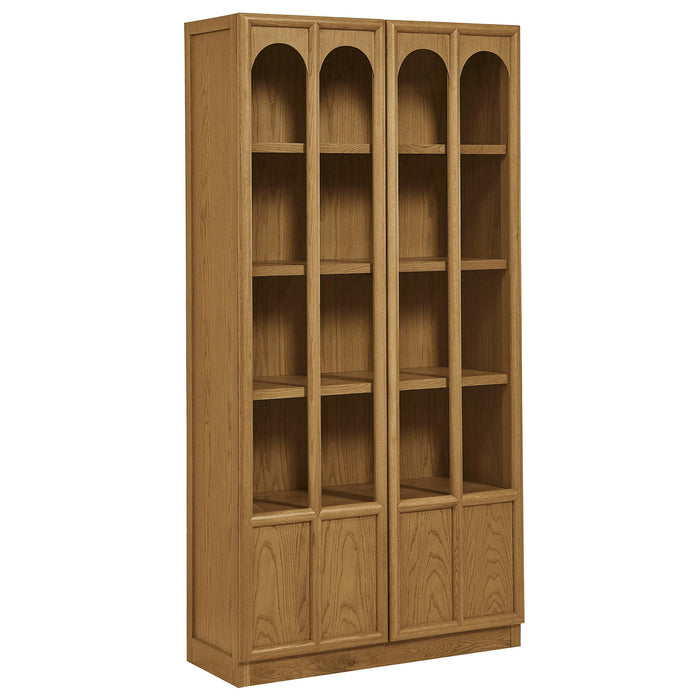 Anwen Solid Wood and Glass Display Cabinet Oak