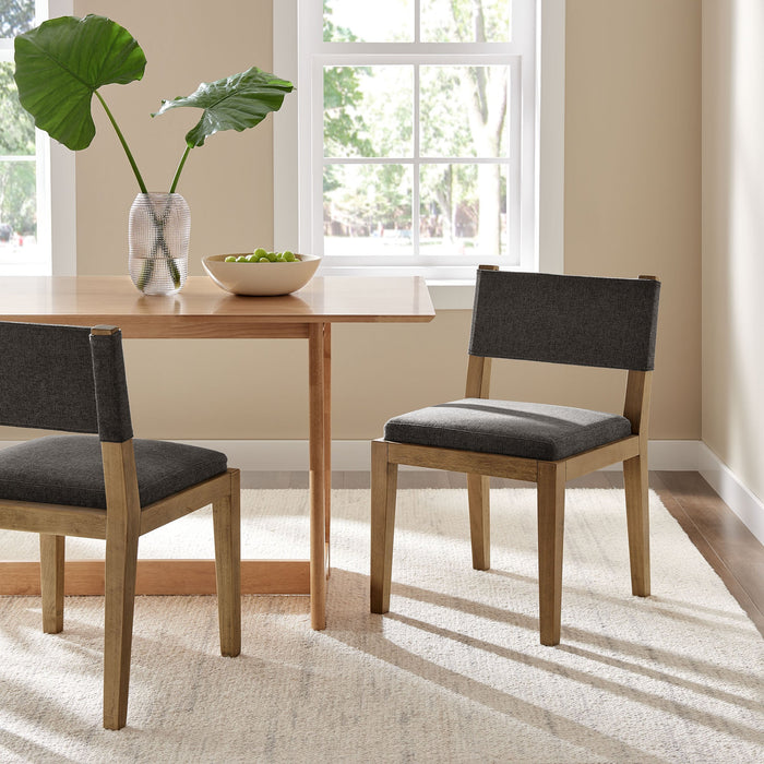 Calder Fabric Upholstered Wood Armless Dining Chair Dark Gray