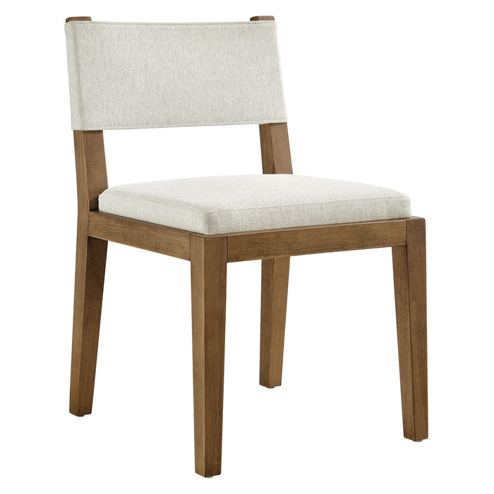 Calder Fabric Upholstered Wood Armless Dining Chair Ivory