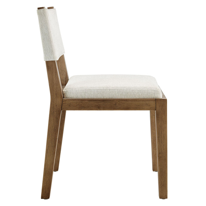 Calder Fabric Upholstered Wood Armless Dining Chair Ivory