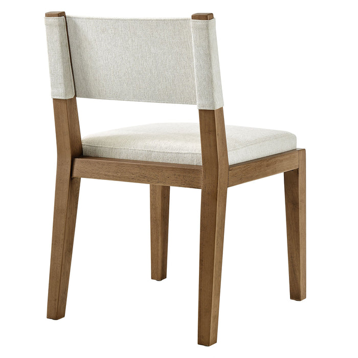 Calder Fabric Upholstered Wood Armless Dining Chair Ivory