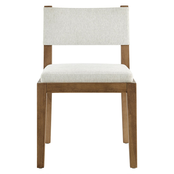 Calder Fabric Upholstered Wood Armless Dining Chair Ivory