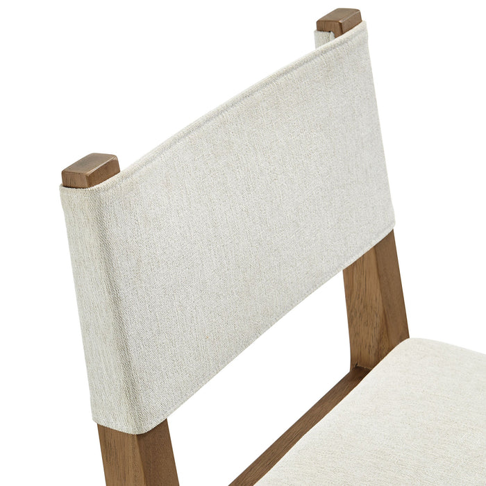 Calder Fabric Upholstered Wood Armless Dining Chair Ivory