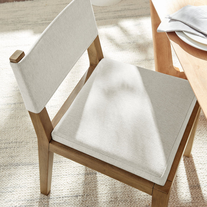 Calder Fabric Upholstered Wood Armless Dining Chair Ivory