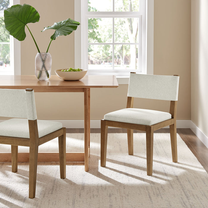 Calder Fabric Upholstered Wood Armless Dining Chair Ivory