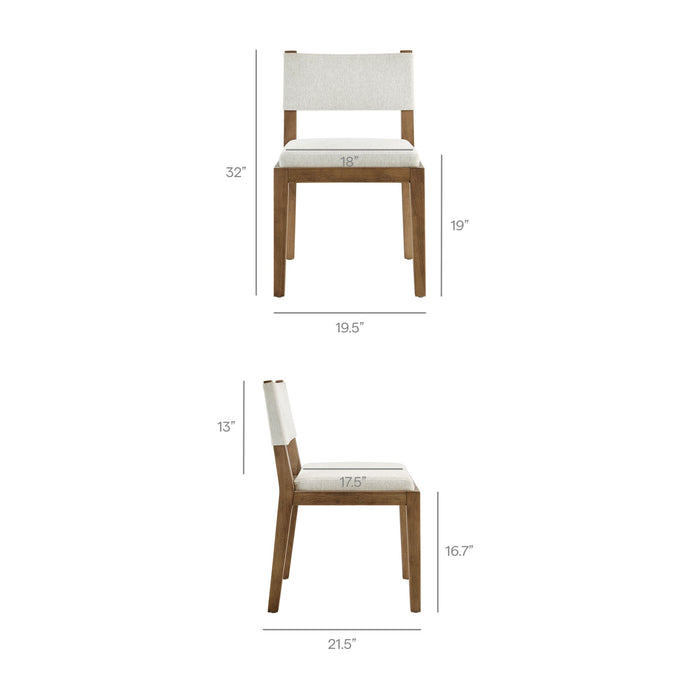Calder Fabric Upholstered Wood Armless Dining Chair Ivory