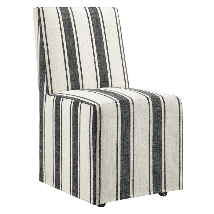 Tessera Striped Slipcovered Dining Side Chair Black Stripe