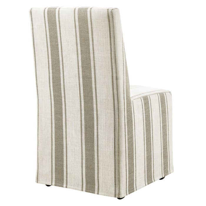 Tessera Striped Slipcovered Dining Side Chair Tan Stripe