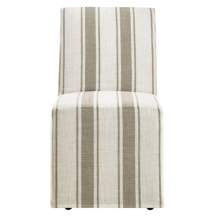 Tessera Striped Slipcovered Dining Side Chair Tan Stripe