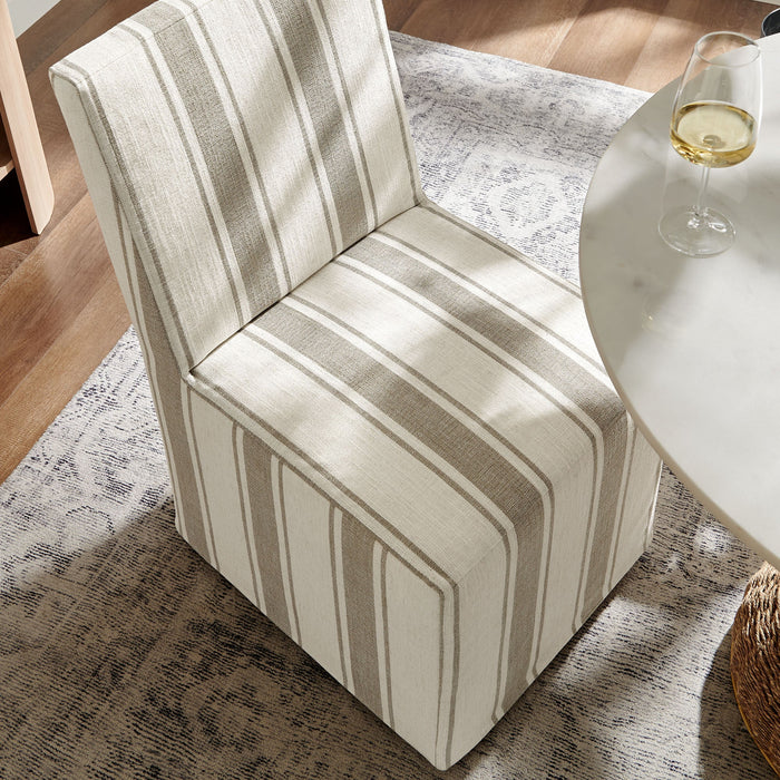 Tessera Striped Slipcovered Dining Side Chair Tan Stripe