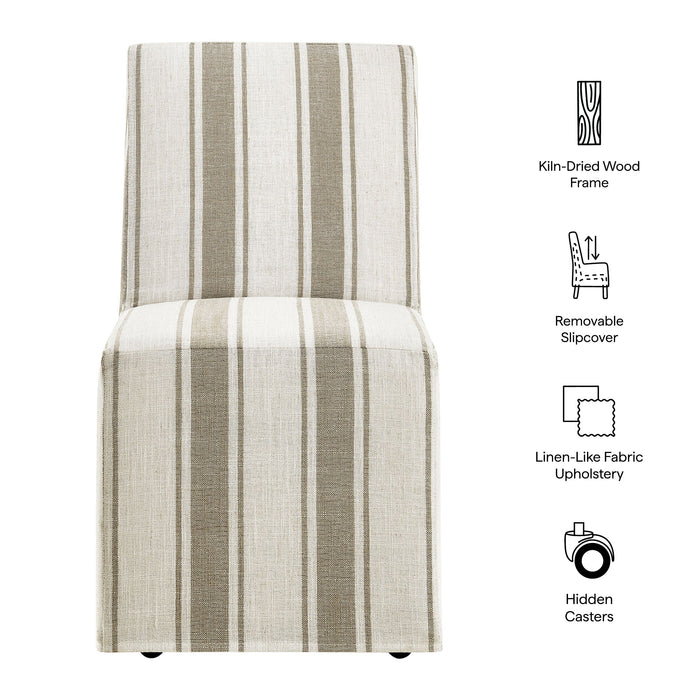 Tessera Striped Slipcovered Dining Side Chair Tan Stripe