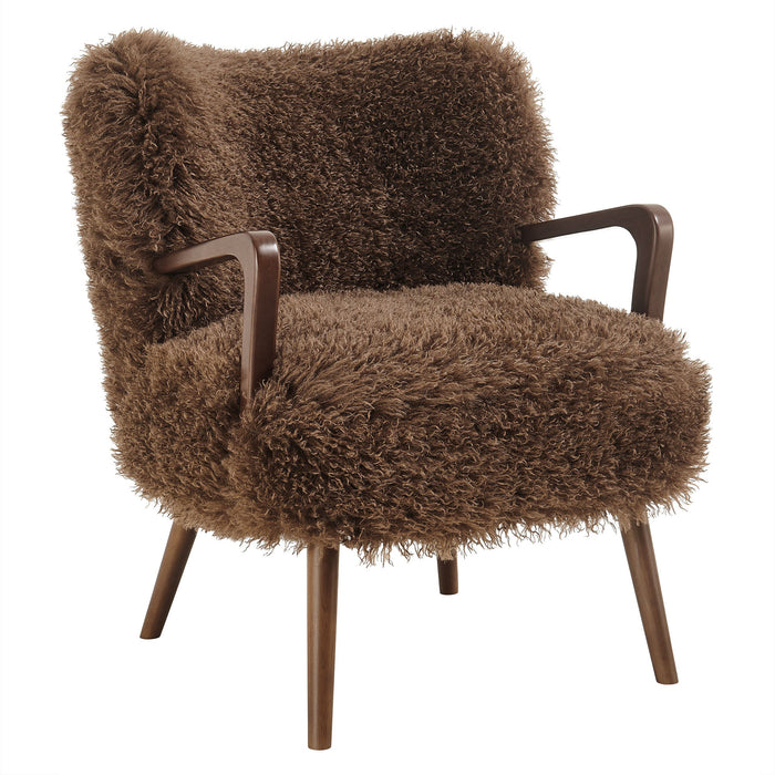 Zerra Faux Shearling Accent Armchair Brown