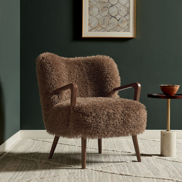 Zerra Faux Shearling Accent Armchair Brown