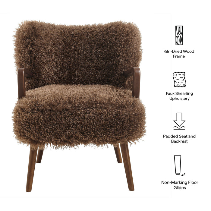 Zerra Faux Shearling Accent Armchair Brown