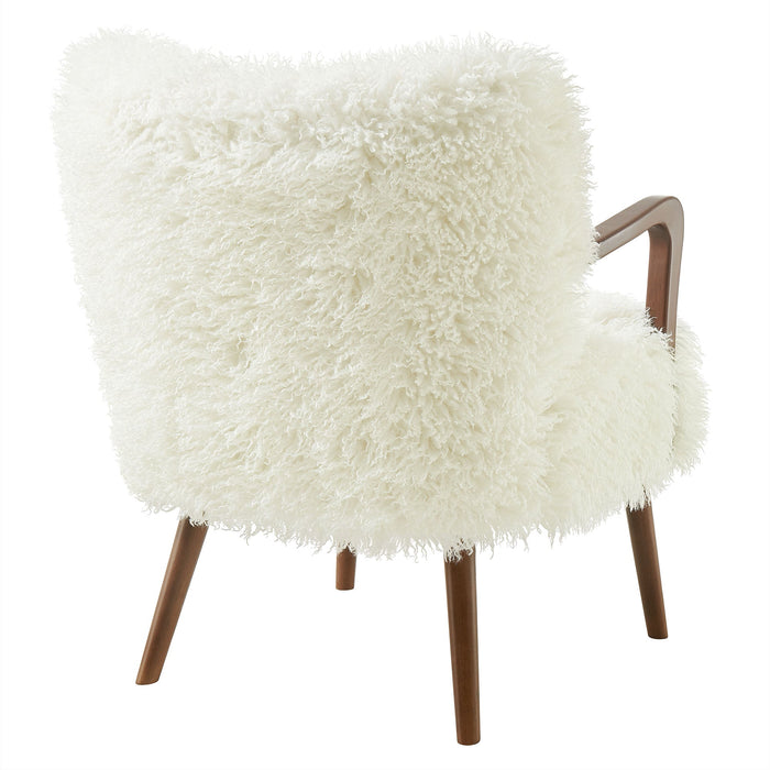 Zerra Faux Shearling Accent Armchair White