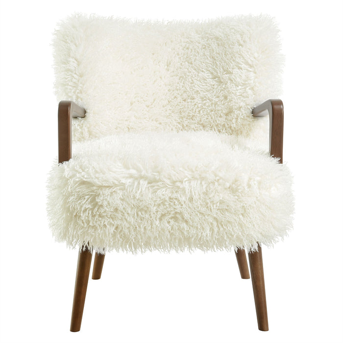 Zerra Faux Shearling Accent Armchair White