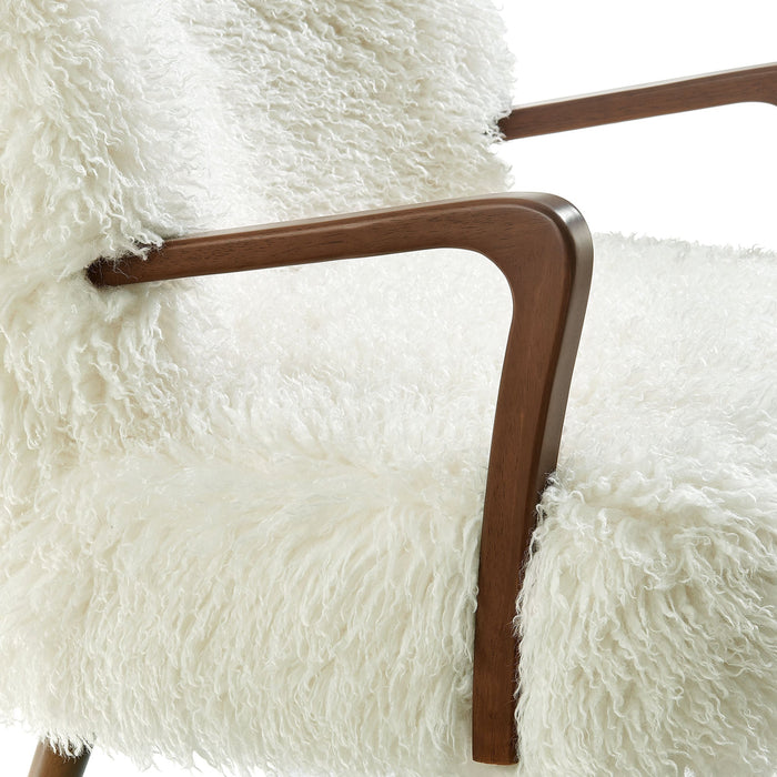 Zerra Faux Shearling Accent Armchair White