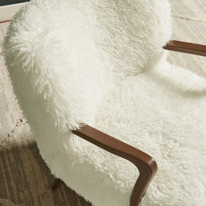 Zerra Faux Shearling Accent Armchair White