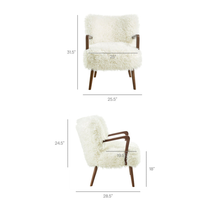 Zerra Faux Shearling Accent Armchair White