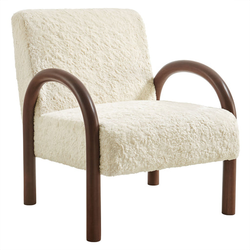 Lunet Faux Shearling Accent Armchair Ecru
