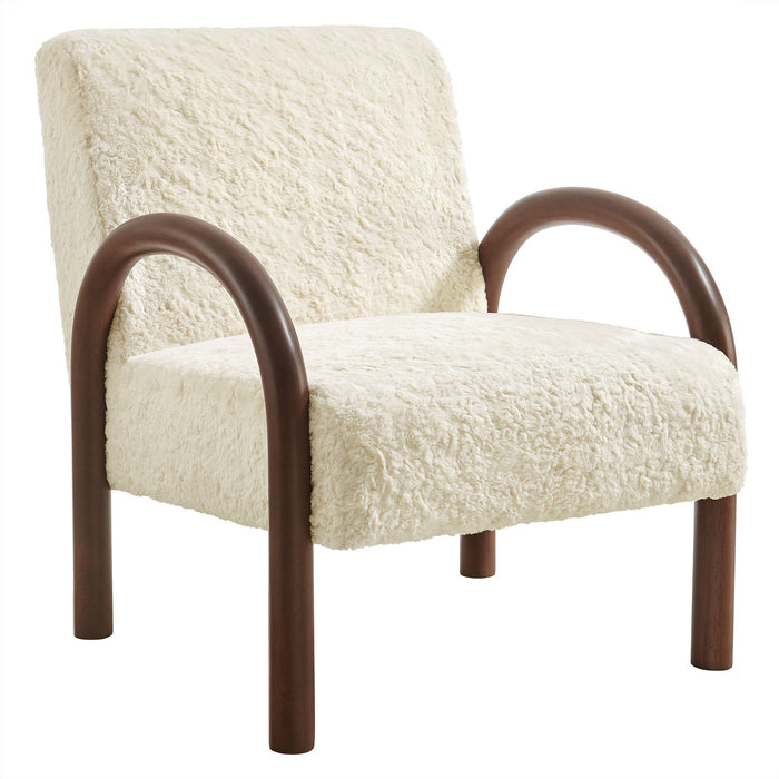 Lunet Faux Shearling Accent Armchair Ecru