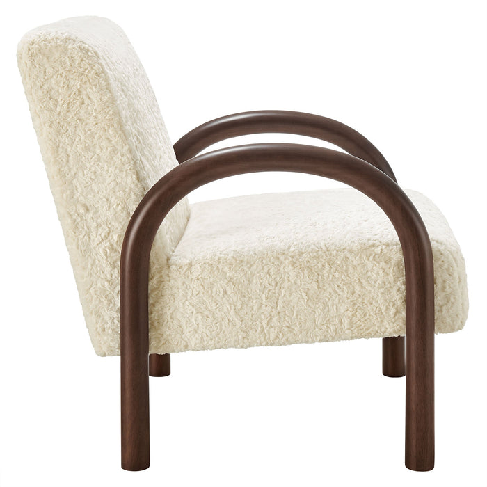 Lunet Faux Shearling Accent Armchair Ecru
