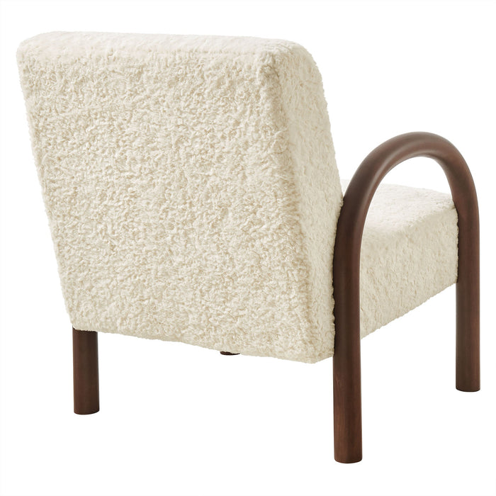 Lunet Faux Shearling Accent Armchair Ecru