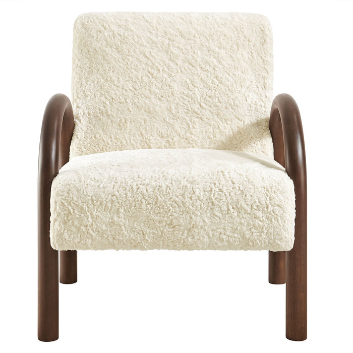 Lunet Faux Shearling Accent Armchair Ecru