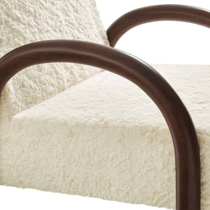 Lunet Faux Shearling Accent Armchair Ecru