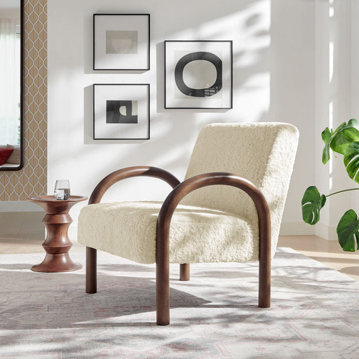 Lunet Faux Shearling Accent Armchair Ecru
