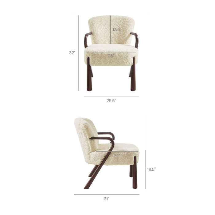 Arden Faux Shearling Accent Armchair Ecru