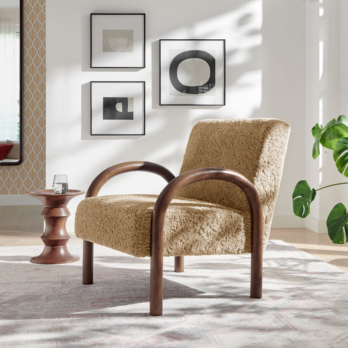 Lunet Faux Shearling Accent Armchair Sand