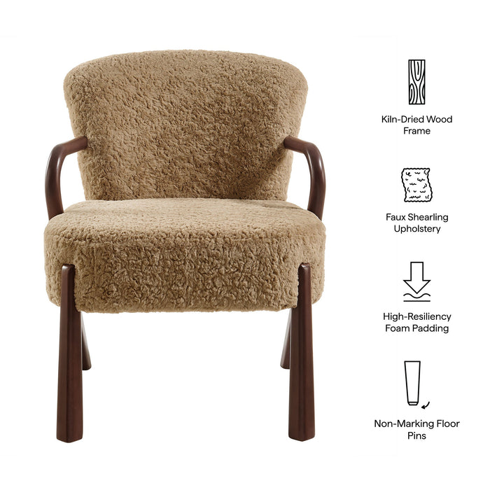 Arden Faux Shearling Accent Armchair Sand