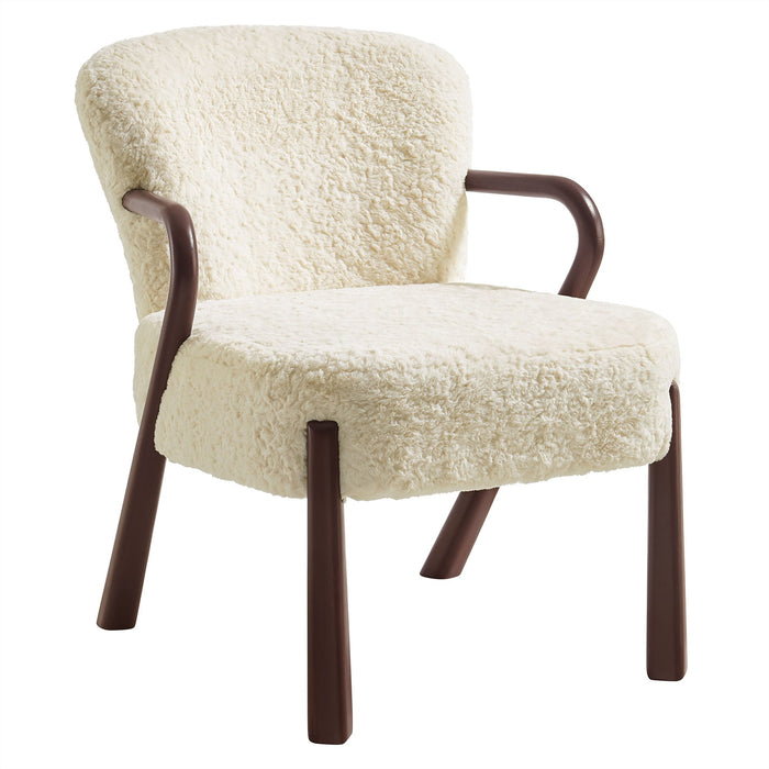 Arden Faux Shearling Accent Armchair Ecru