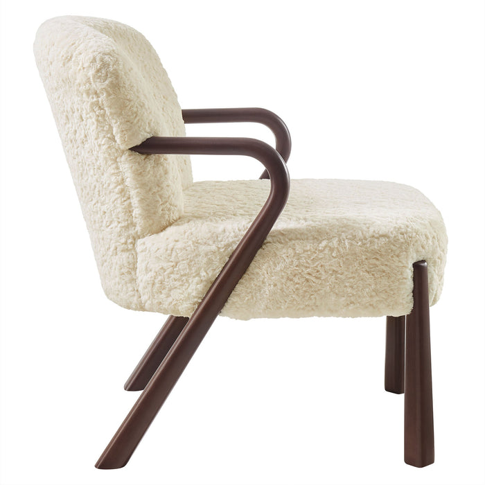 Arden Faux Shearling Accent Armchair Ecru