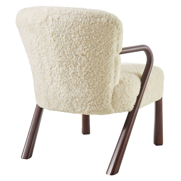 Arden Faux Shearling Accent Armchair Ecru