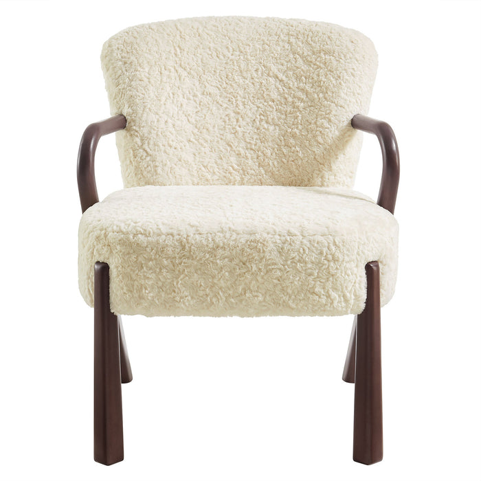 Arden Faux Shearling Accent Armchair Ecru