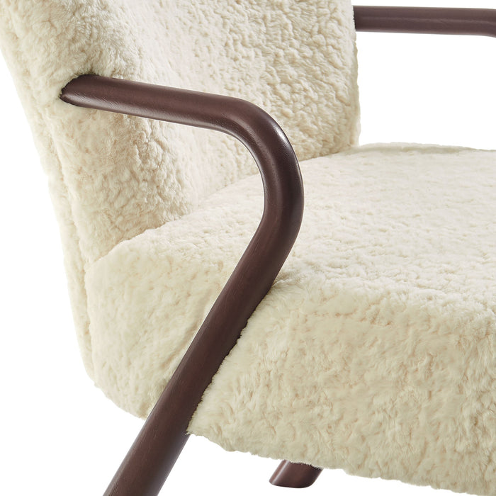 Arden Faux Shearling Accent Armchair Ecru