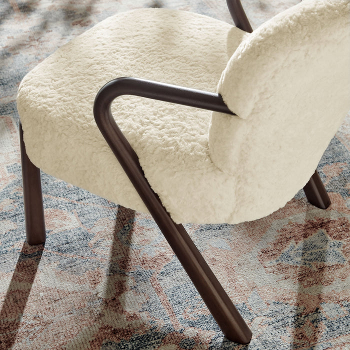 Arden Faux Shearling Accent Armchair Ecru
